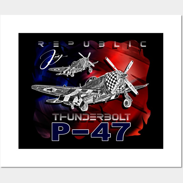 P47 Thunderbolt Republic World War II Fighter Aircraft Wall Art by aeroloversclothing